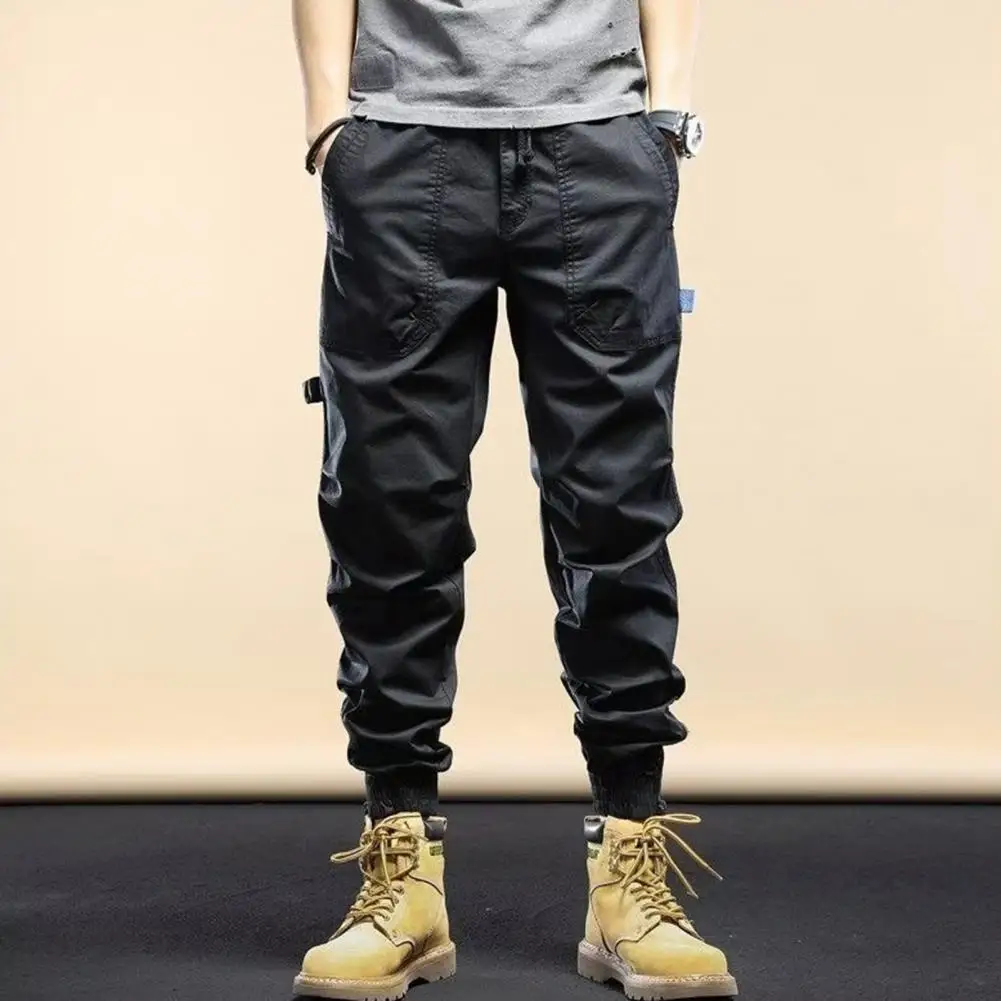 

Брюки-карго мужские на завязках, спецодежда, эластичный пояс, много карманов, молния, спортивные повседневные штаны
