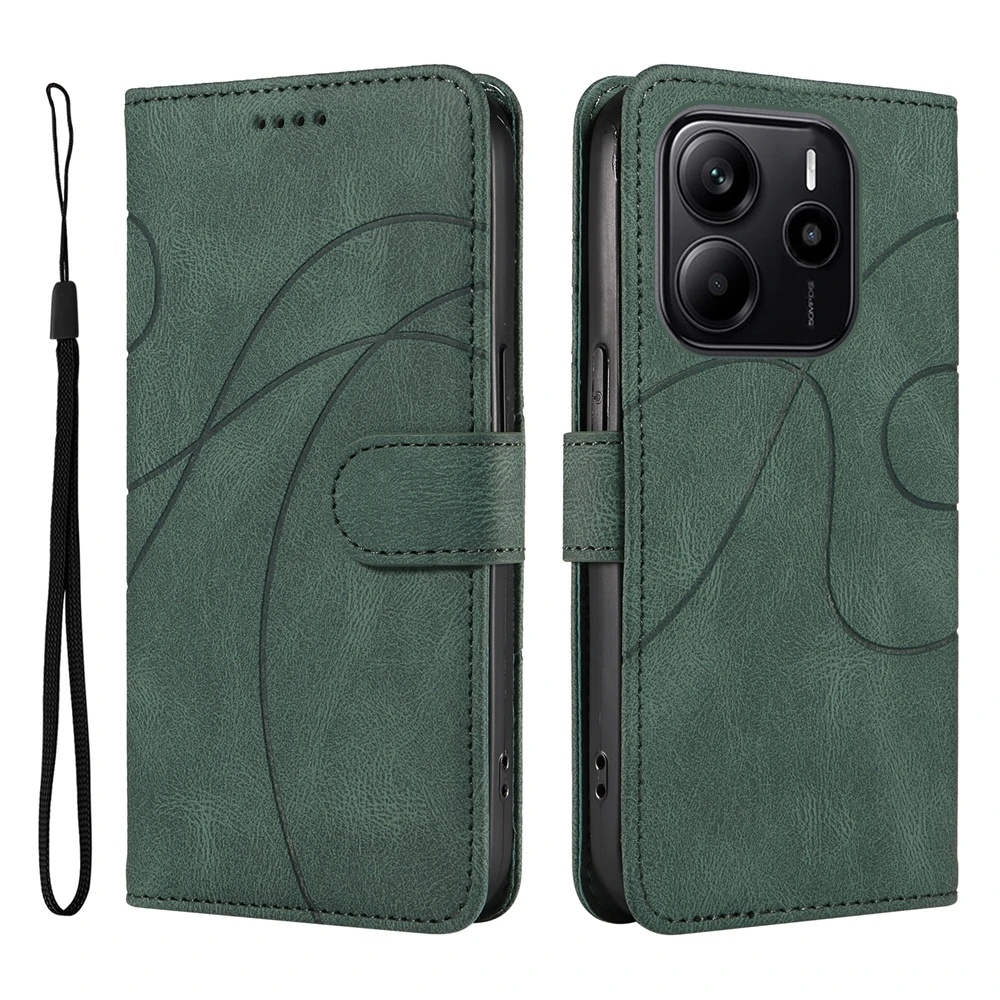 Magnetic Leather Wallet Flip Case with Curve Line Shockproof Design