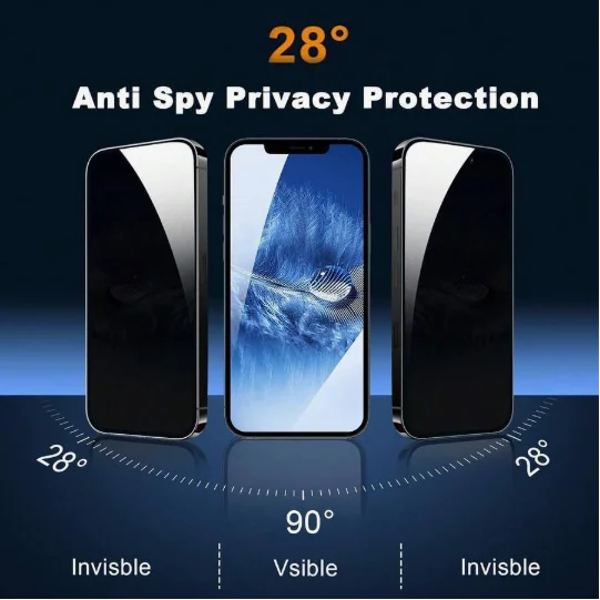 Premium Privacy Screen Protector (2-Pack) - Wear-Resistant, 9H Hardness, Clear Front View with Side View Blocking