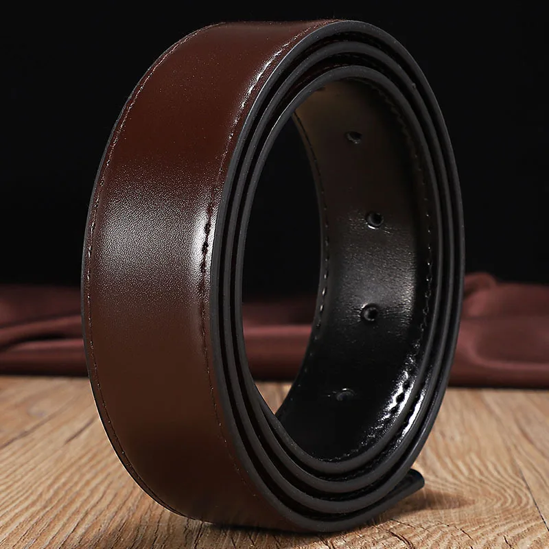 Adjustable Multi Size Pin Buckle Belt Brown Black Double Sided No Belt Loop Fashion Accessory