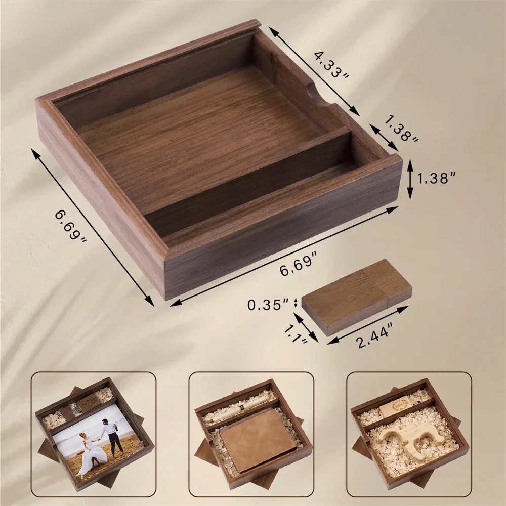 No logo empty box Solid Wood Storage Box Top Slide Personalized Gift Suitable for Ring Photo Wedding Christmas Gift Box Memorial 5