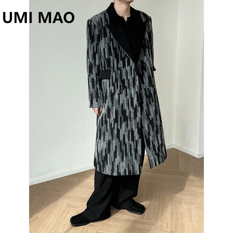 

UMI MAO Yamamoto Dark Fleece Jacket For Men's Korean Long Style Fashion Casual Advanced Trench Coat Couple Female Overcoat Y2K