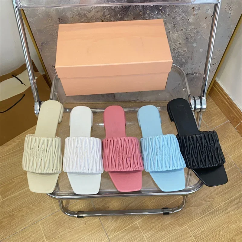 2024New European and American style pleated shoes with thick soles and slim heels in summer and autumn