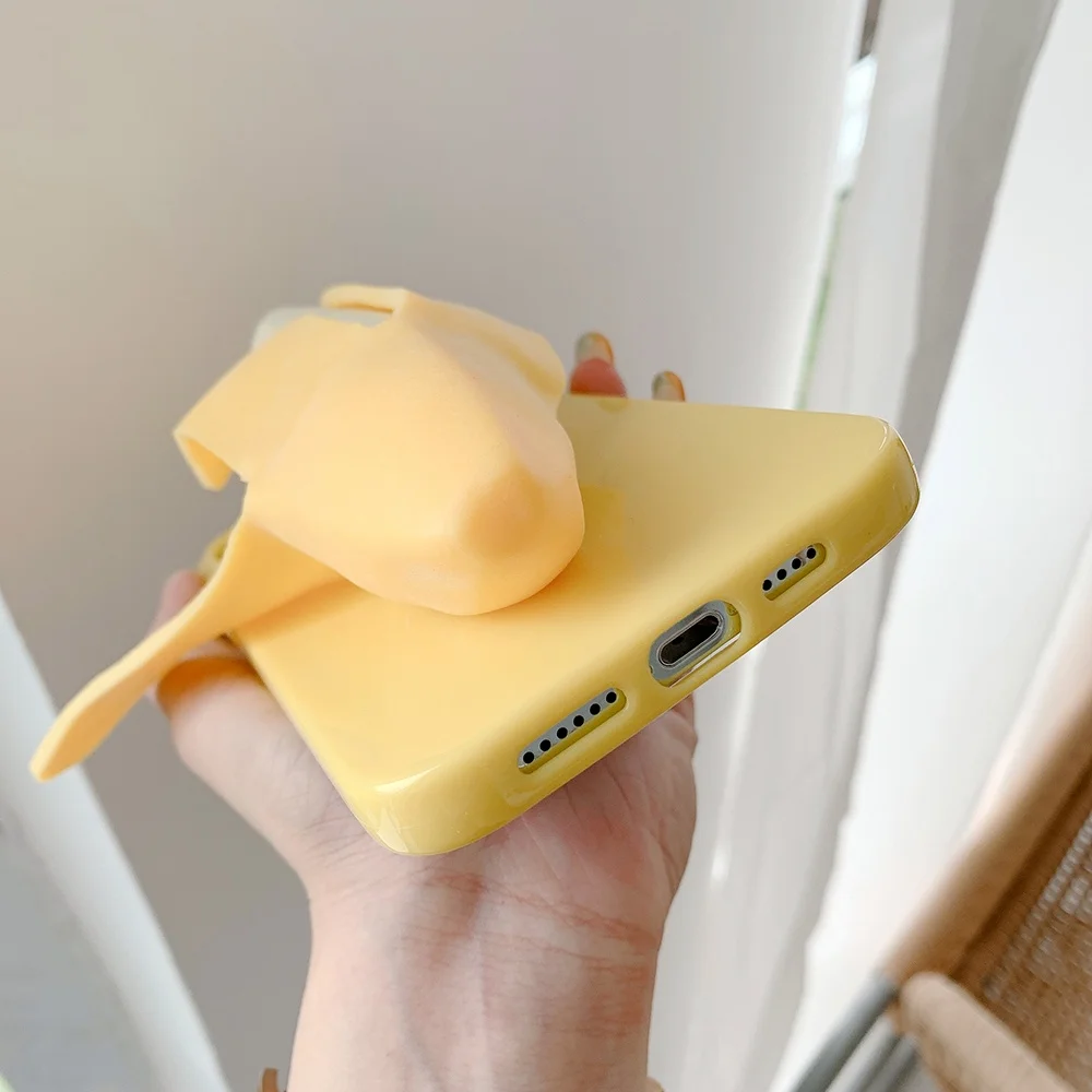 Funny 3D Stress Reliever Peeled Plush banana Phone Case For