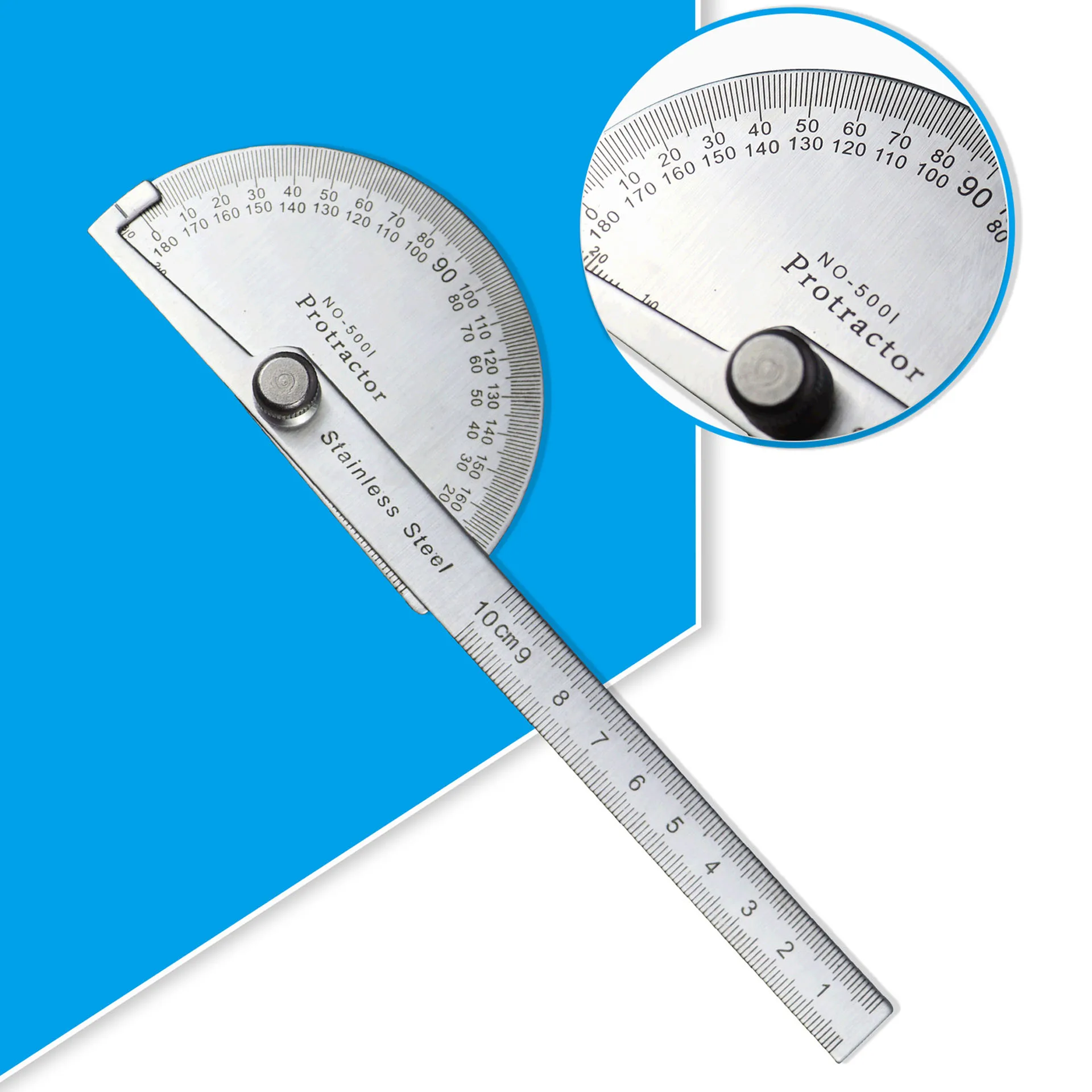 Goniometro a 180 gradi righello in metallo misuratore di angolo righello  angolare in acciaio inossidabile misuratore di angolo goniometro angolo  trasportatore