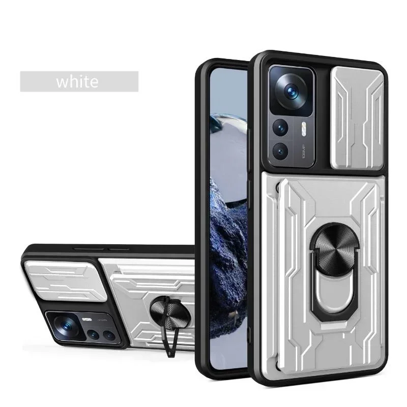 Premium Shockproof Hard Armor Case with Slide Lens Protector & Multi-Function Design
