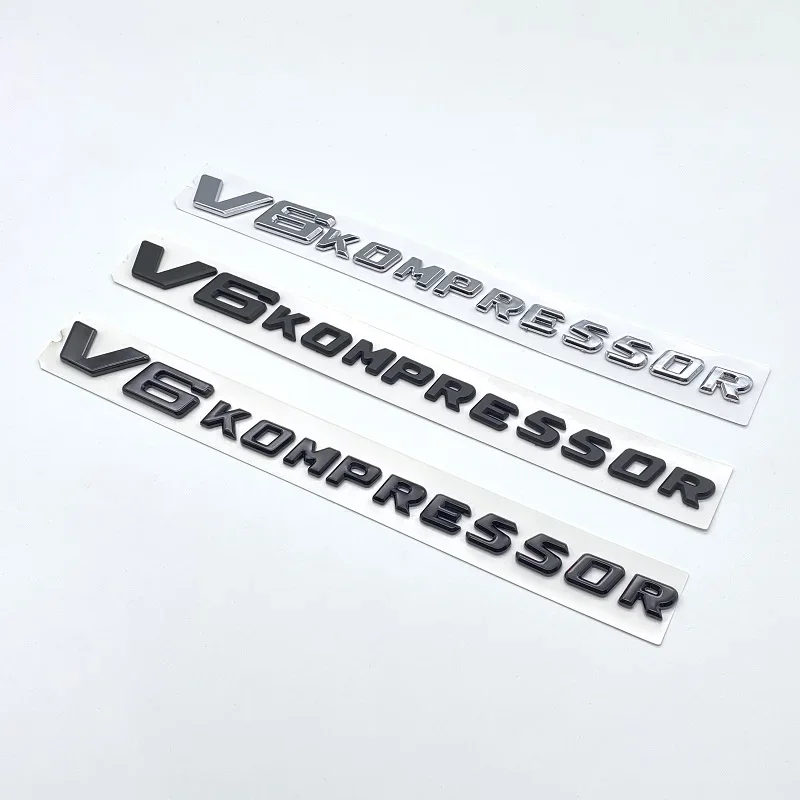 Per Mercedes Benz Black Amg Chrome Black Letters V6 Kompressor Trunk Fender Emblem Emblem Badge Sticker
