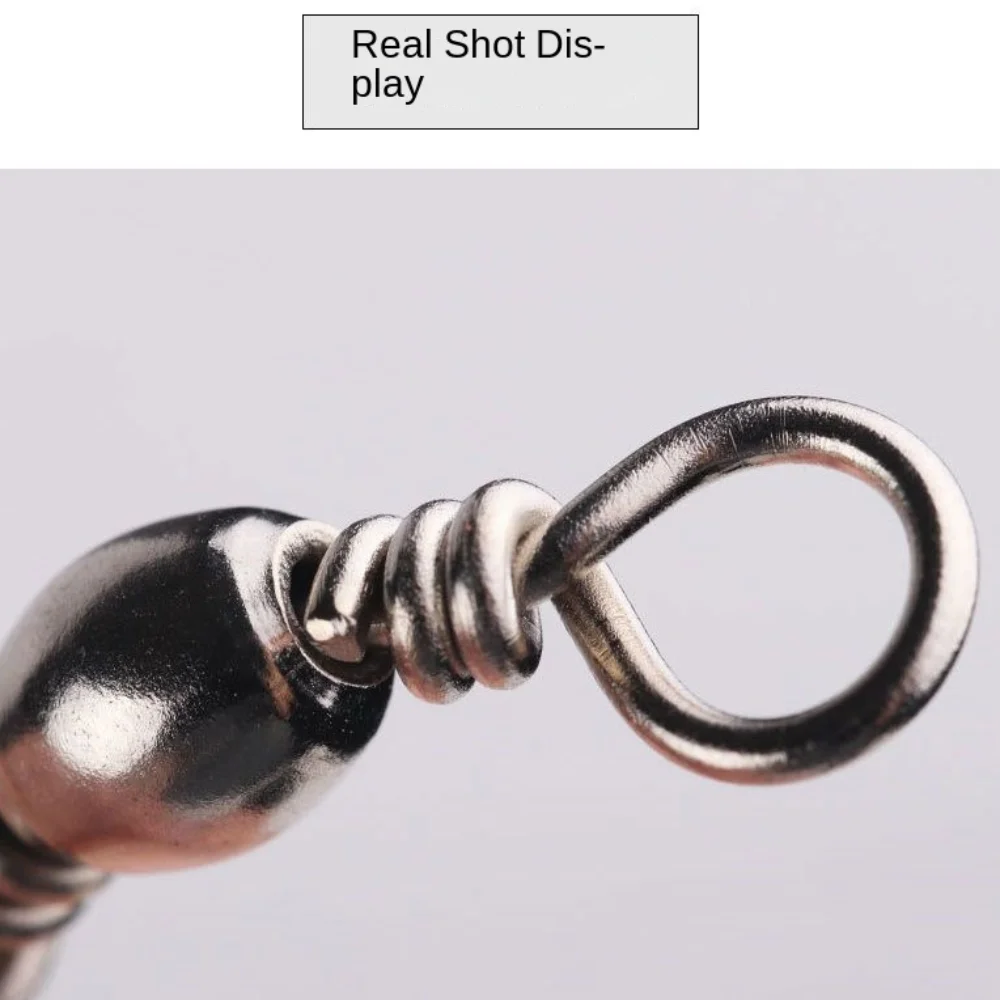 100 Stück solide Ring-Angelwirbel aus Edelstahl mit 360-Grad-Drehung, Angelwirbel mit Ring – Detail 10