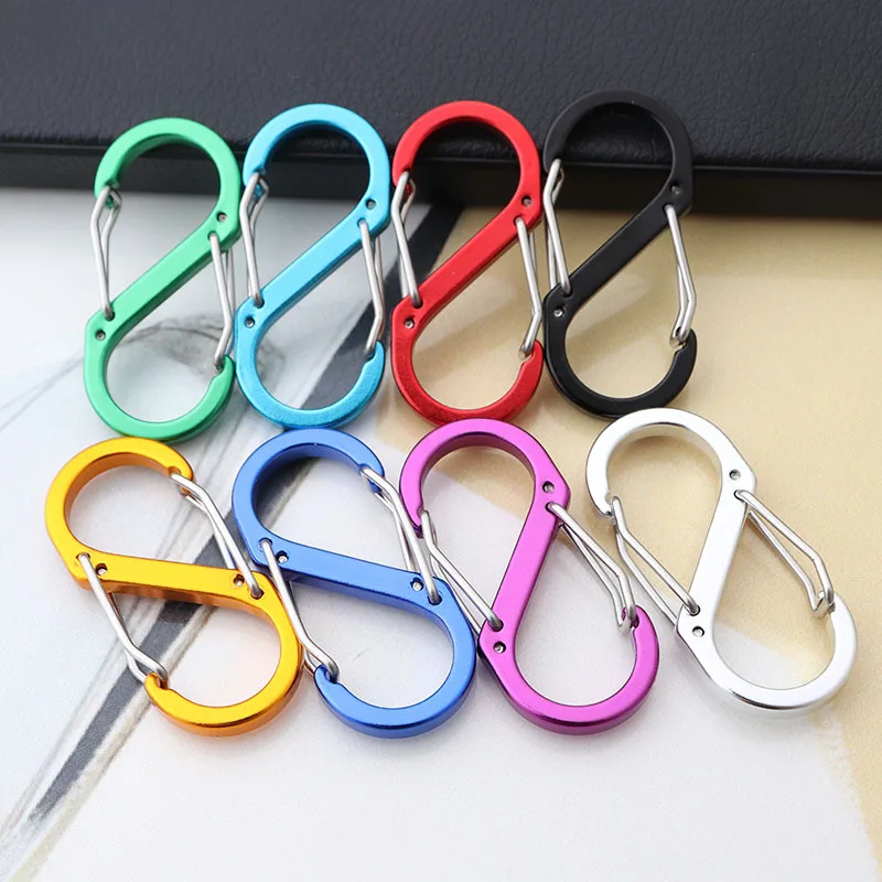 Climbing Carabiner 10PCS S Double Carabiner Snap Hook Set For Keys Outdoor Camping EDC Climbing Backpack Clasps Spring Keychain Karabiners Clip