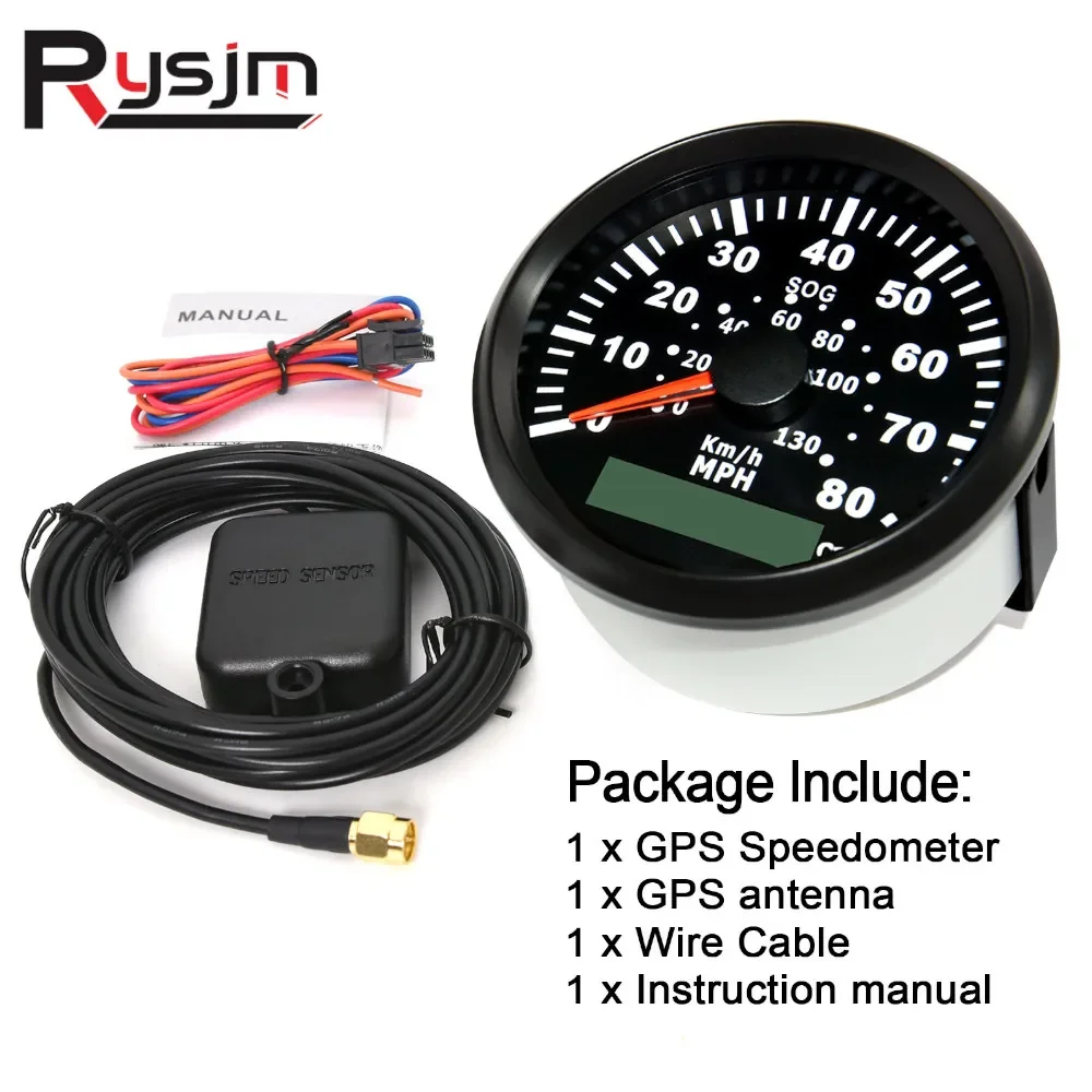 

HD Universal 85mm GPS Speedometer motorcycle 0-80MPH 0-130kmh Speed Gauge For Marine Boat Car instrument panel 9-32V