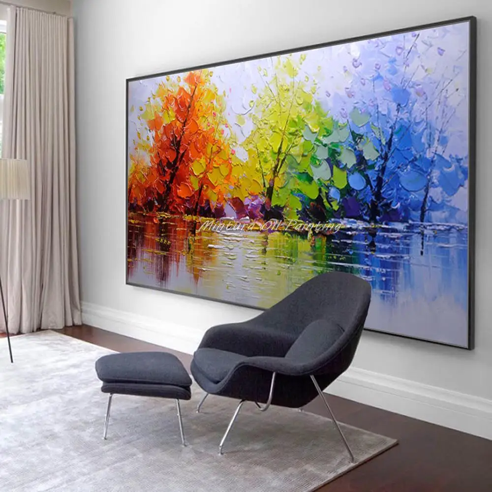 

Mintura Handpainted Thick Tree Landscape Oil Painting on Canvas,Modern Abstract Wall Art Picture for Living Room Home Decoration