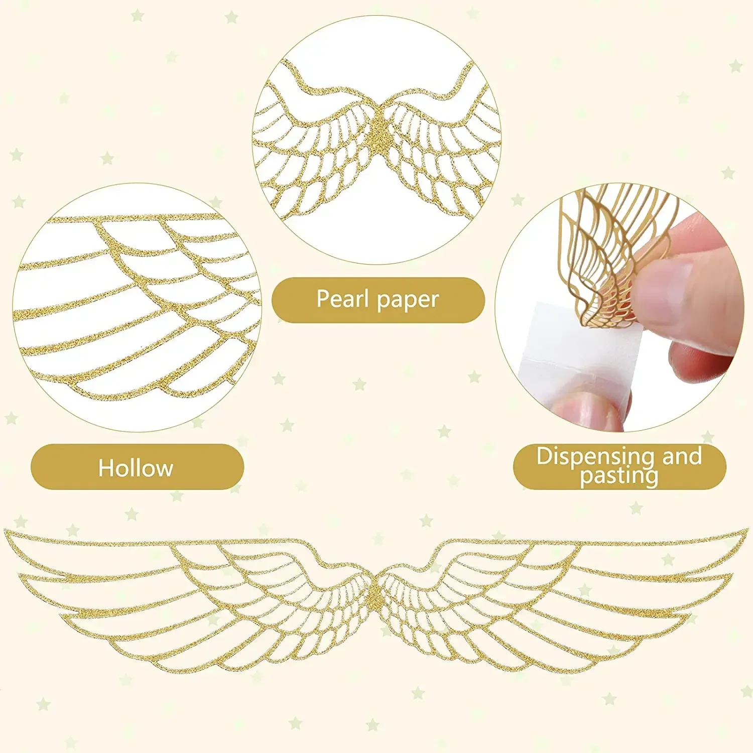 Cupcake Supplies 50/200pcs Gold Pearl Paper Wizard Party Chocolate Decoration Hollowed Wings Cupcake Supplies Baking Decorating Tools