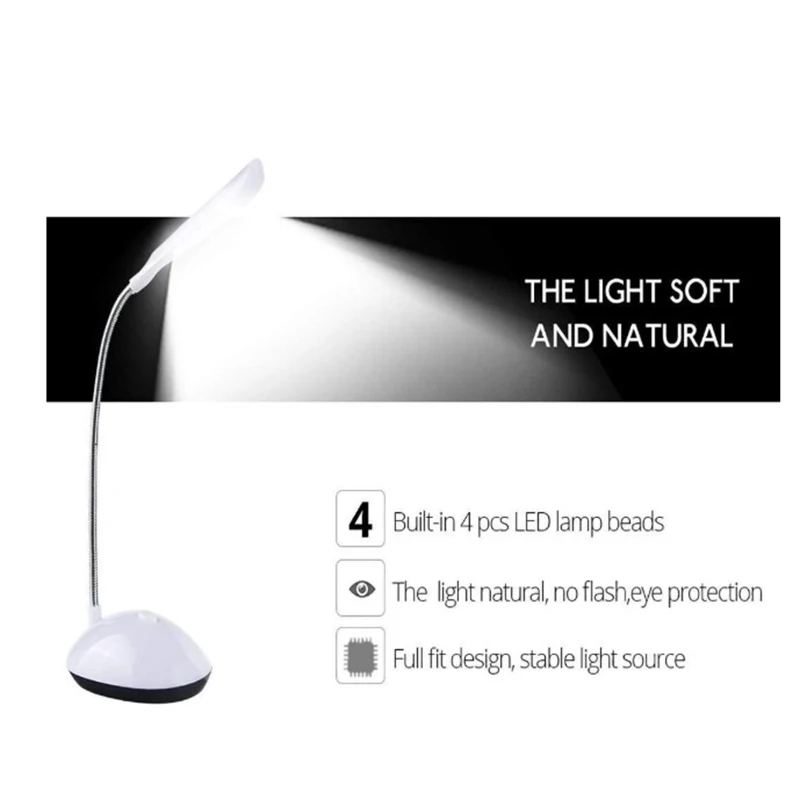 LED Reading Desk Light Folding Eye Protection Book Light AAA Battery Powered Night Lamp Bedroom Bedside Study Travel Lighting 2