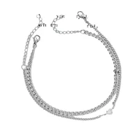 2Pcs Simple Fashion Stainless Steel Bracelet Set for Couple Unisex Women Men Lover Crystal Heart Silvery Chain Bracelets Jewelry - Image 6