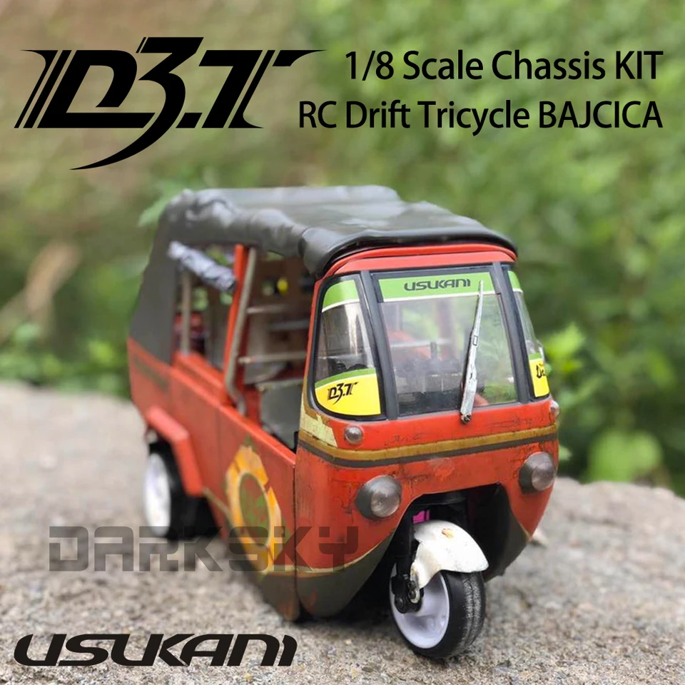 USUKANI D3T 1/8 RC EP Drift Tricycle Chassis KIT BAJCICA Electric