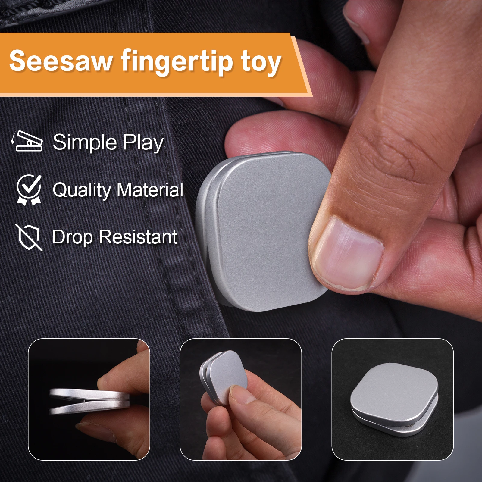 See-Saw Fidget Toys Adults, Metal Fidget Cliker Magnetic Fidget Slider for Boys, Men Stress Relief Anxiety - Image 3