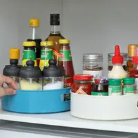 360 Degree Rotating Cabinet Organizer Kitchen Bathroom Cosmetic Turntable Storage Tray Non-Slip Spice Round Rack Plate 2
