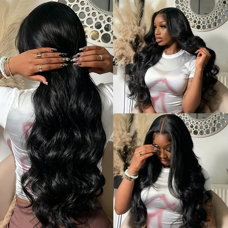 260% Density 13x6 Body Wave Lace Front Wigs Human Hair Pre Plucked 13x4 HD Transparent Lace Frontal Wigs Glueless Human Hair Wig 2