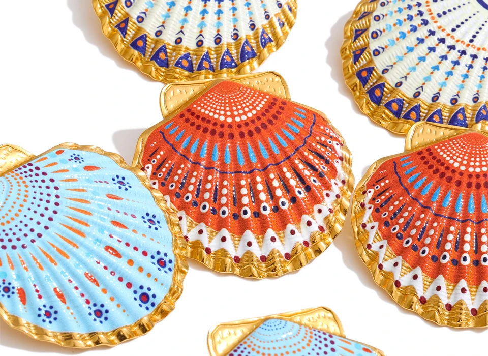 Yhpup Ocean Style orecchini a bottone - dettaglio placcatura oro