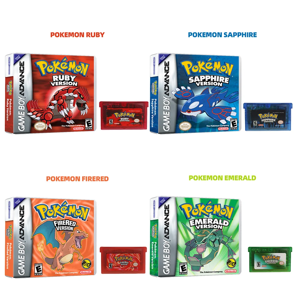 

Игровой мальчик GBA Pokemon, рубин, сапфир, Изумрудный листья, зеленая версия на английском языке, коллекционные открытки, детские игрушки, подарки