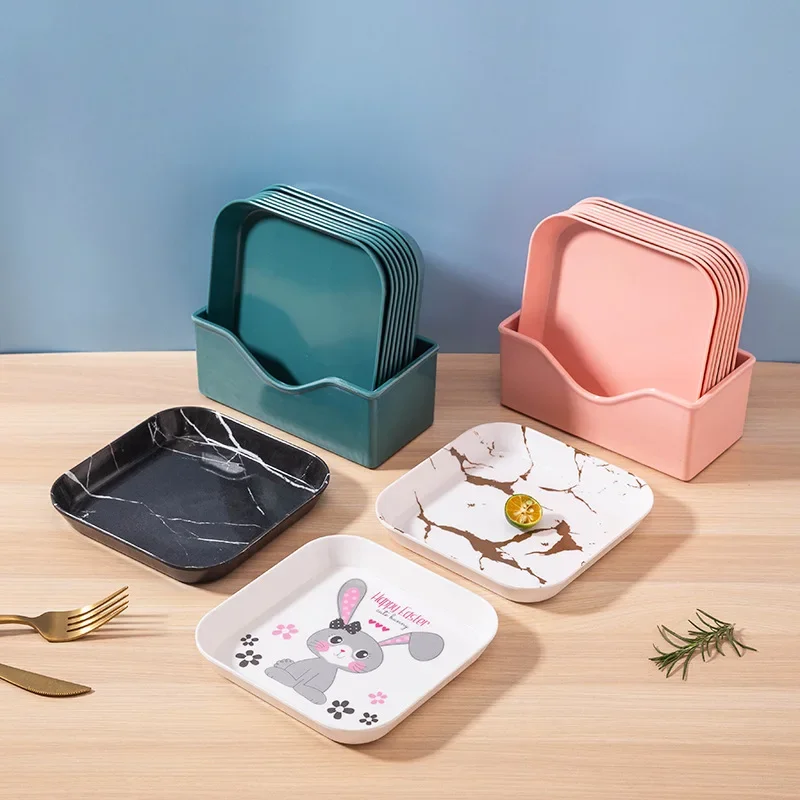 Korean Cartoon Plastic Tray, Multifunction Snack Cake Plate, Spit Bone Dish, Small Disk, Home Kitchen Accessories Supplies 6