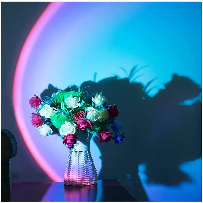 USB Sunset Rainbow Projection Lamp Atmosphere Night Light Photography Lighting Background Lights Home Wall Decor Lights
