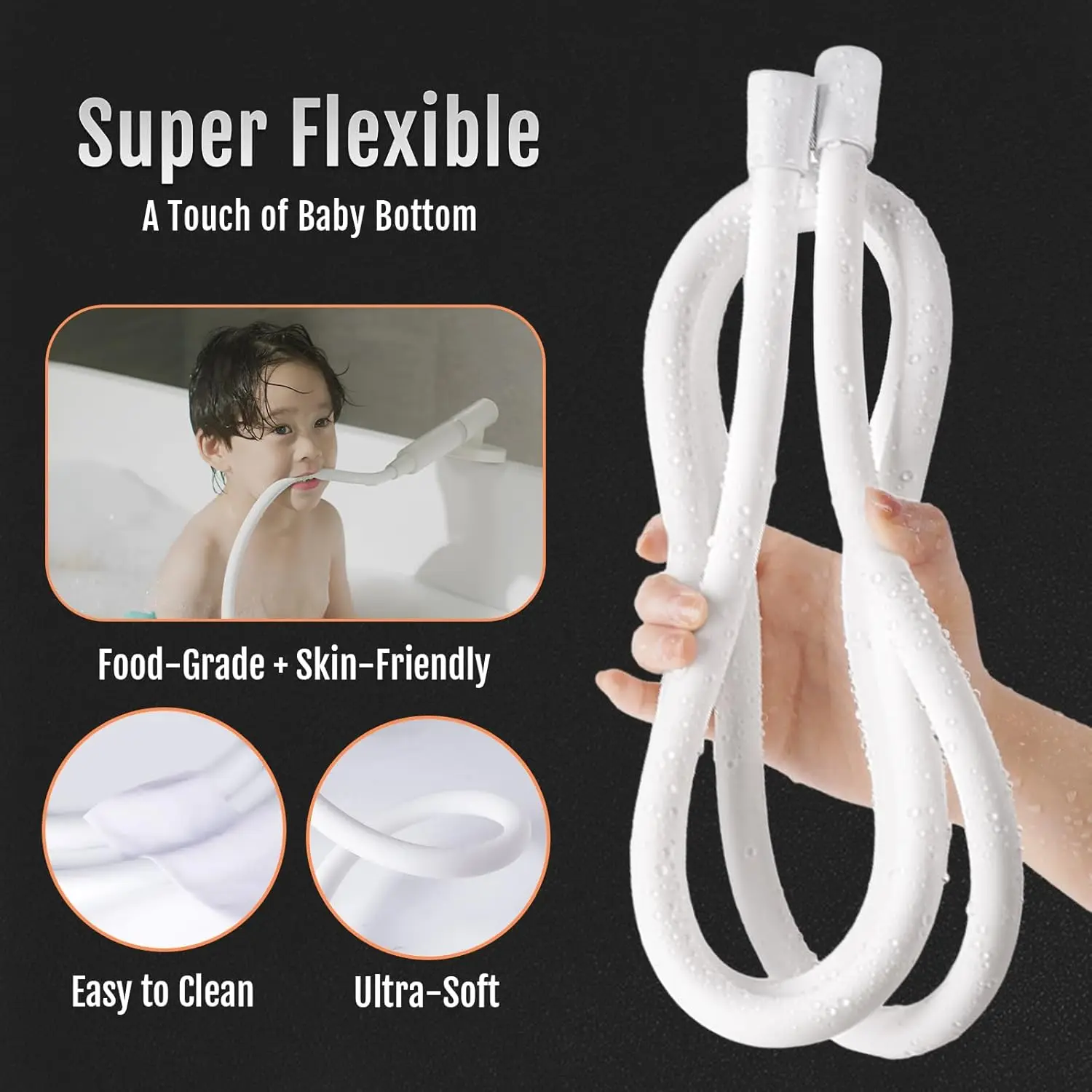 Shower Hose Silicone 1.5/2M Flexible Bath Tube Explosion Proof Plumbing Pipe