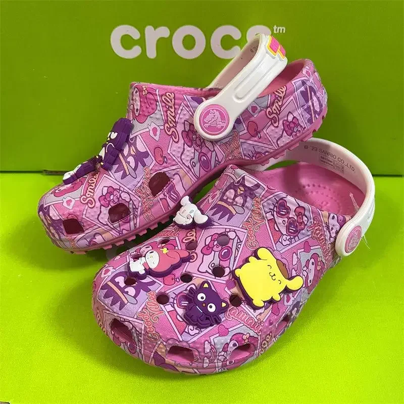 

Сандалии Sanrio Hello Kitty Kuromi детские, босоножки на плоской подошве, Симпатичные Модные Тапочки с мягкой подошвой для девочек, подарок на день рождения