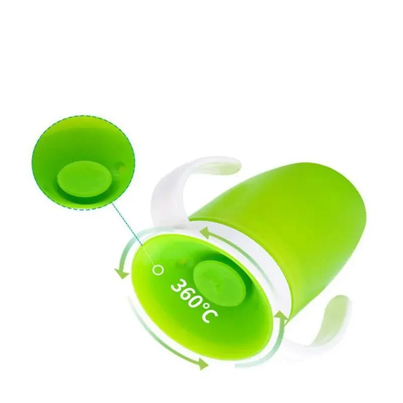 Leakproof 360° Rotating Baby Drinking Cup with Double Handles and Flip Lid