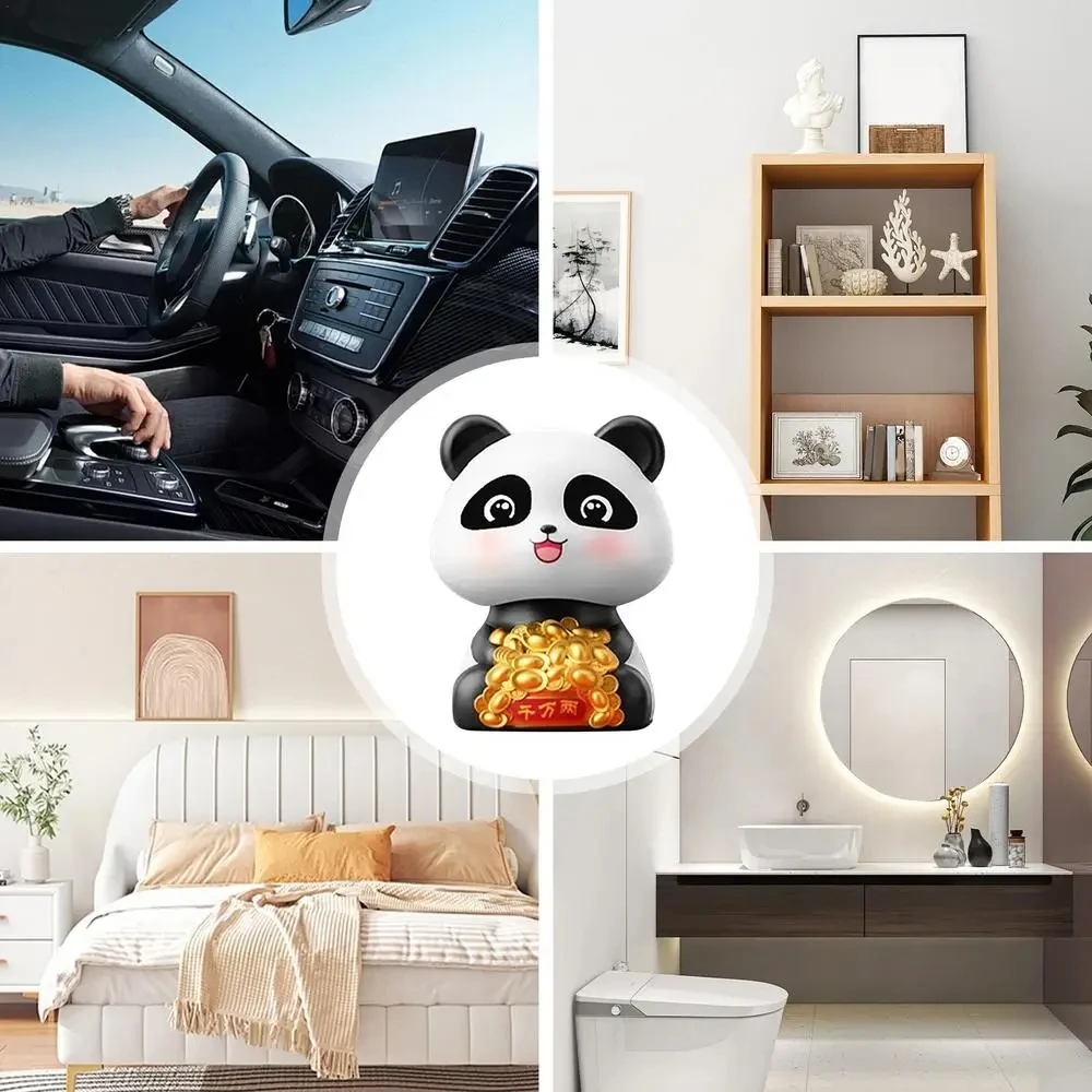 Solar-Powered Swinging Panda Dashboard Decor - Cute Cartoon Auto Interior Accessory