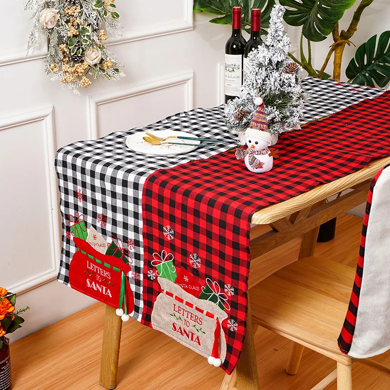 

Buffalo Plaid Christmas Merry Xmas Table Runner,Winter Holiday Kitchen Dining Table Decoration,Indoor Outdoor Home Party Decors