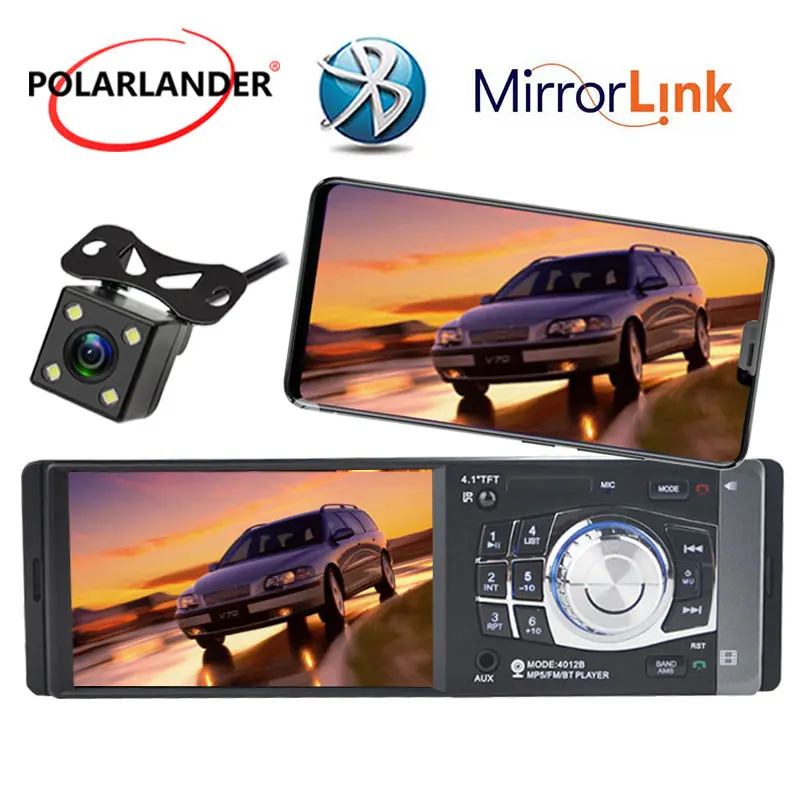

PolarLander Автомобильное радио 4,1-дюймовый HD MP5 FM/USB/ 1 Din 12 В автомобильный мультимедийный плеер Steoro MP3 Bluetooth