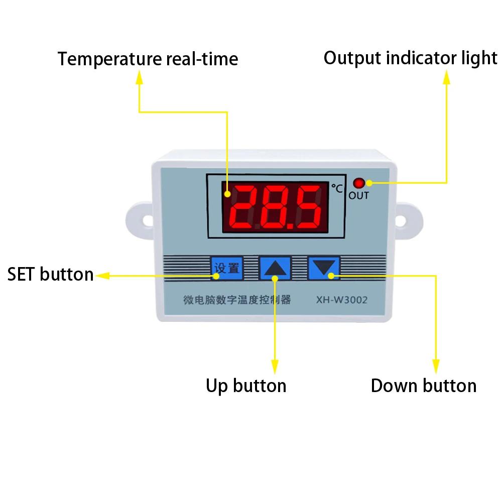 12V 24V 110V 220V Digital Temperature Controller Professional W3002 Digital LED Temperature Controller 10A Thermostat Regulator XH-3002