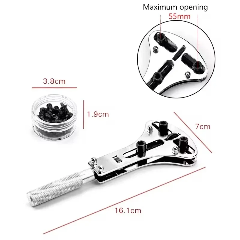 Adjustable Wristwatch Case Opener and Repair Wrench Tool