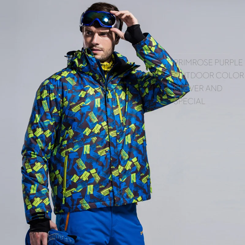 Men's Ski Hoodie Jackets Winter Outdoor Windproof Waterproof Warm Skiing Snowboarding Jackets Male Breathable Ski