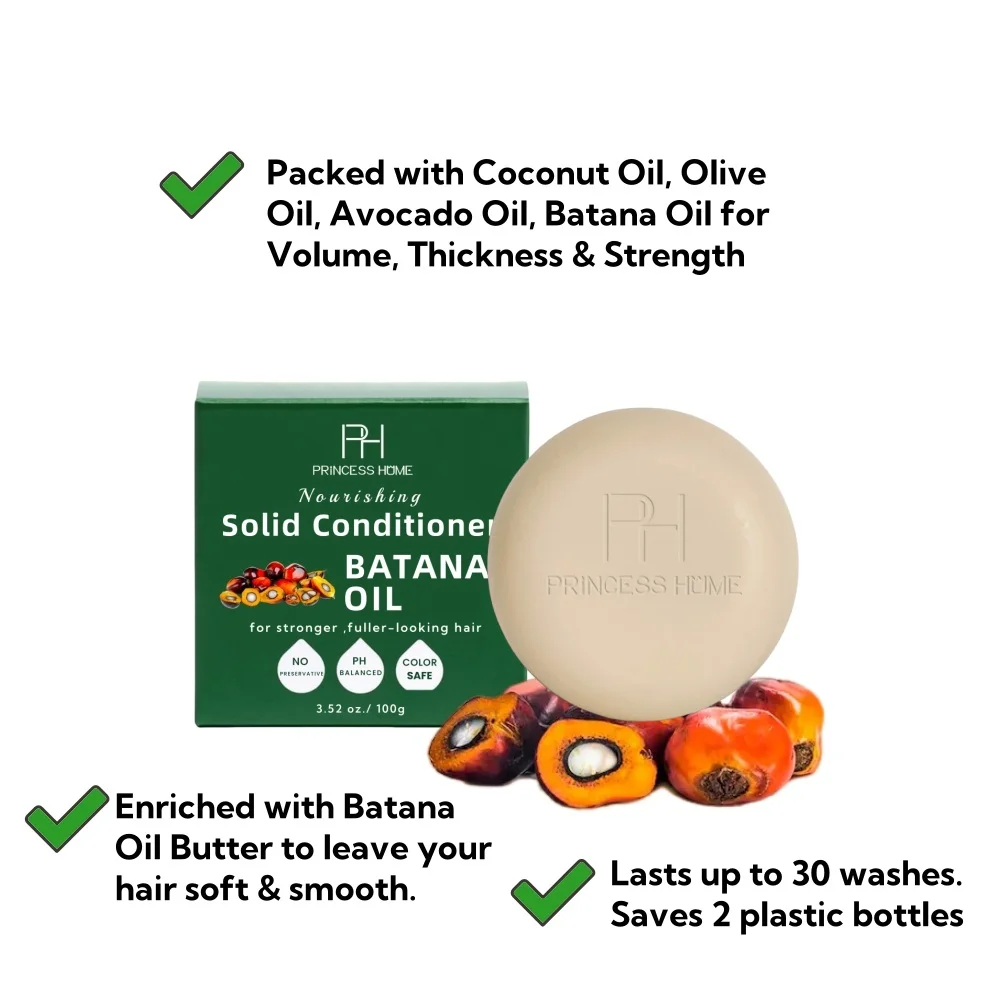 100g Hair Thickening and Strengthening Batana Oil Shampoo Bar Eco Friendly Color Safe PH Balanced, Sulfate Free Shampoo Bar