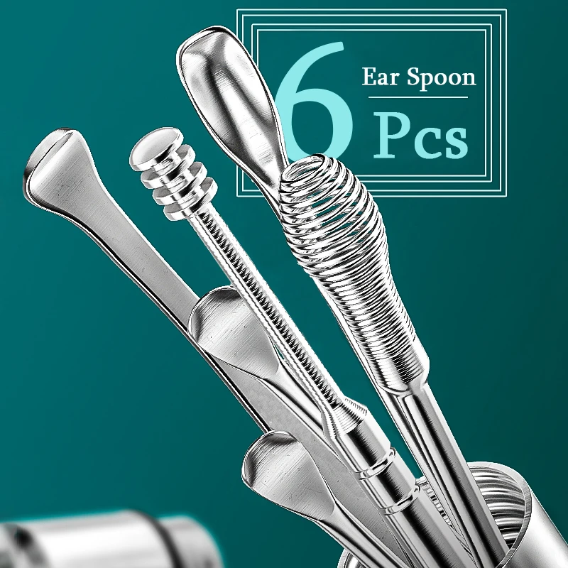 6pcs set Stainless Steel Ear Wax Pickers Ear Clean Earpick Wax Remover 