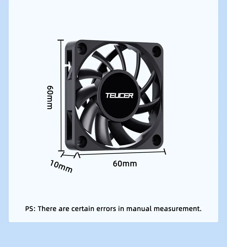 UT6010 Fan 12V 0.22A 60x60x10mm 3500RPM Suitable for Small Server, 3D Printers,