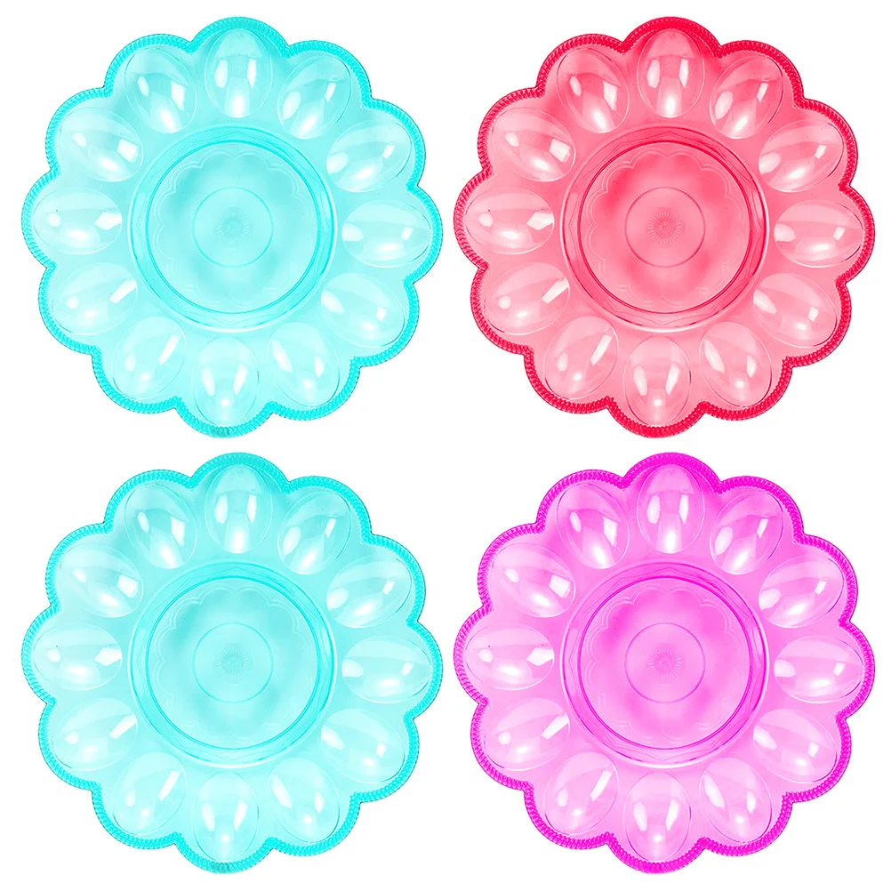 

4Pcs Egg Holder Trays Premium Egg Holders Plastic Refrigerator Egg Holders Storage Containers Kitchen Gadget(Random Color)