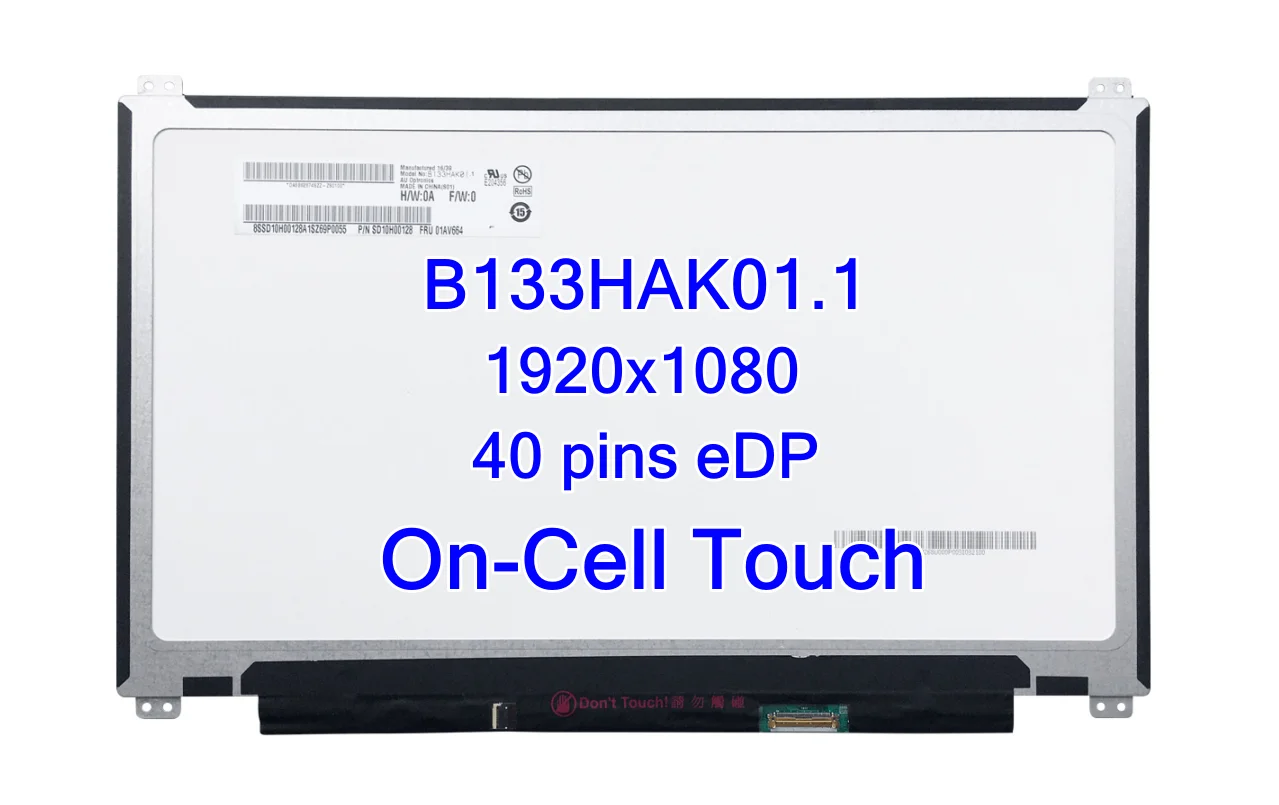 

13.3" Laptop LCD Touch Screen B133HAK01.1 B133HAK01.2 For Lenovo ThinkPad L380 L390 S2 IPS FHD in-Cell LED Display 40pin eDP