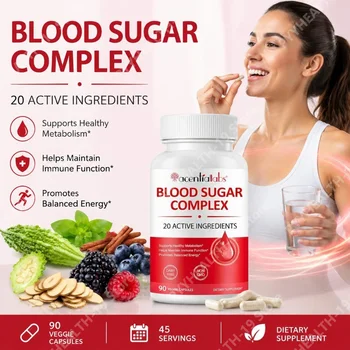 Acentiallabs Blood Sugar Complex Capsules 20 Ingredients Cinnamon Gymnema For Metabolism Energy & Immune Support Adult 90 Count 1