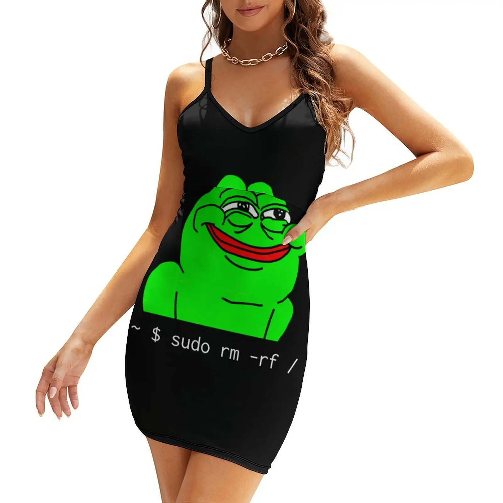 

Pepe Sudo Rm Rf for Linux , Funny Linux Command Classic Women's Sling Dress Unique Sexy Woman's Gown Funny Vacations Suspende