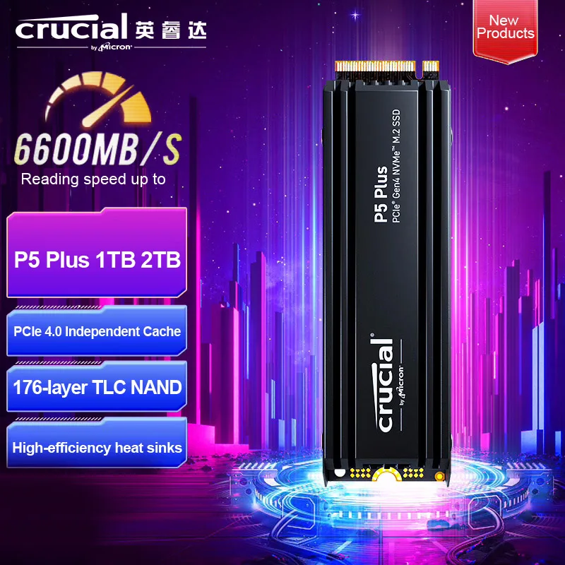 Crucial P5 Plus 1TB 2TB Gen4 NVMe M.2 SSD Internal Gaming SSD with  Heatsink, Compatible with Playstation 5(PS5) - up to 6600MB/s - AliExpress