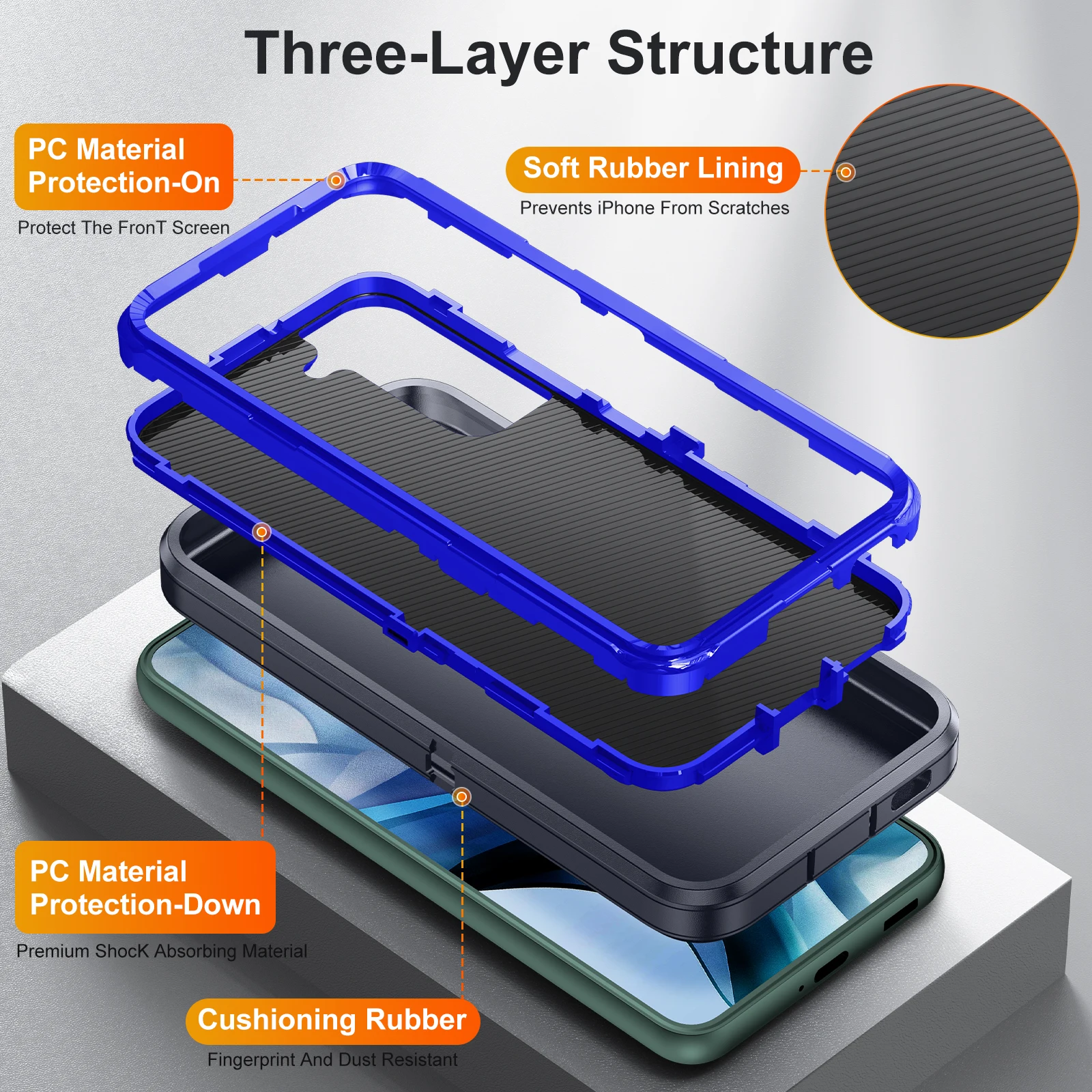 3-in-1 Hybrid Armor Shockproof Protective Case - Heavy Duty Rugged Cover
