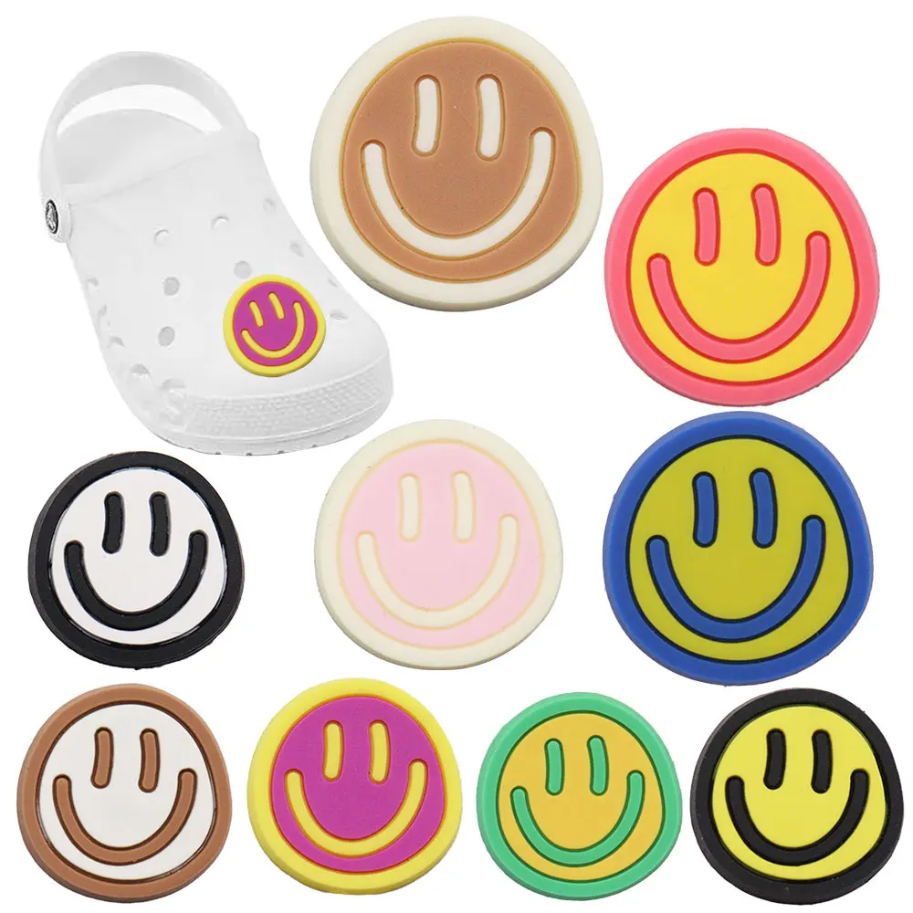 

Mix 50Pcs PVC Croc Charms Kawaii Colorful Smiling Face Buckle Clog Fit Wristbands Garden Shoes Button Decorations Ornaments