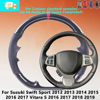 Custom Carbon Fiber Leather Car Steering Wheel Cover For Suzuki Swift Sport 2012-2017 Vitara S 2016-2019 Suede Car Accessories