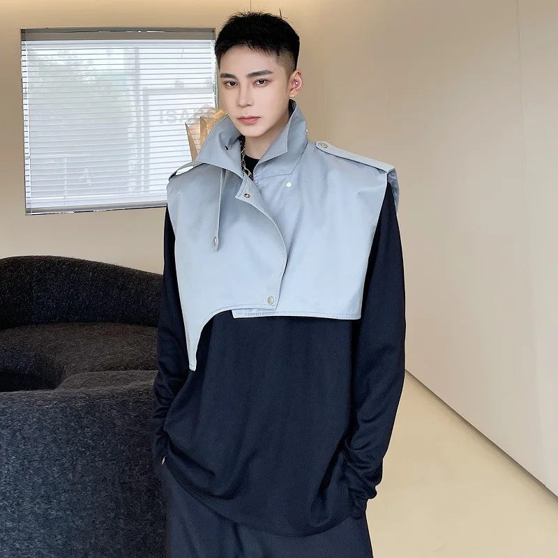 2023 Irregular Design Techwear Style Hip Hop Cargo Vest Mens Street Fashion Short Waistcoat Sleeveless Jacket 3