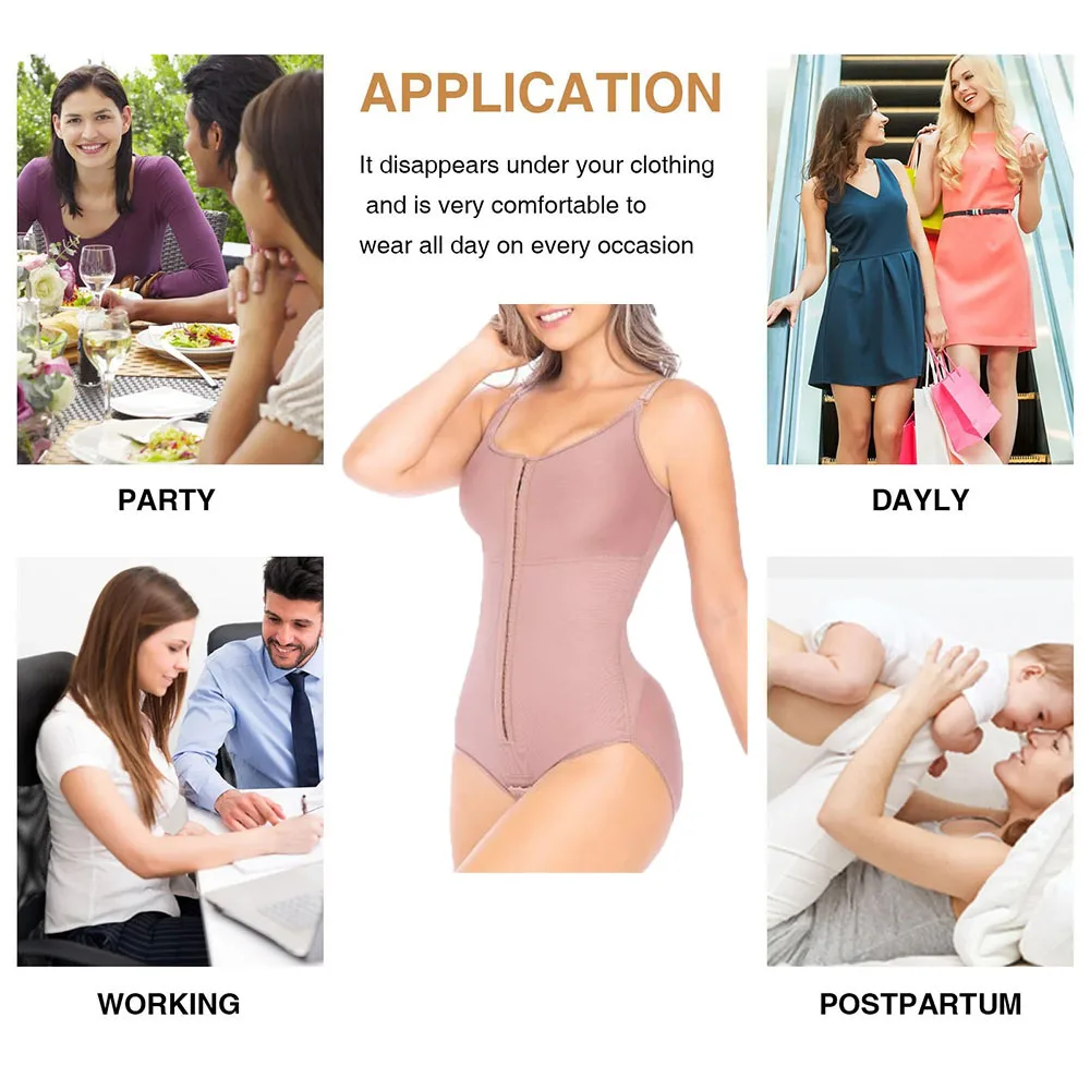 Women Waist Trainer Bodysuit Slimming Shapewear Seamless V Neck Jumpsuits Tummy Control Tops Compression Garment