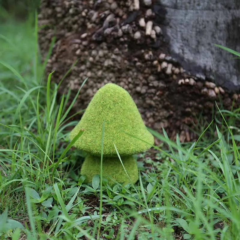 12 Pack Indoor Outdoor Decorative Green Moss Flocked Mushroom Ornament Statue Garden Decor For Patio Yard