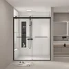Shower Door, 56-60 "W X 74 "H, Double Sliding Doors, Tempered Glass, Reversible Installation, Bathroom Glass Shower Door 1